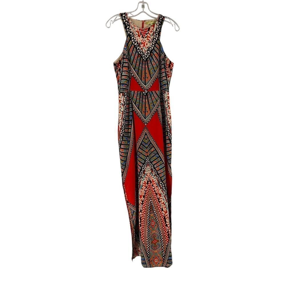 Gianni Bini Maxi Dress Size M Double Side Slits Sleeveless Red Resort Wear Boho